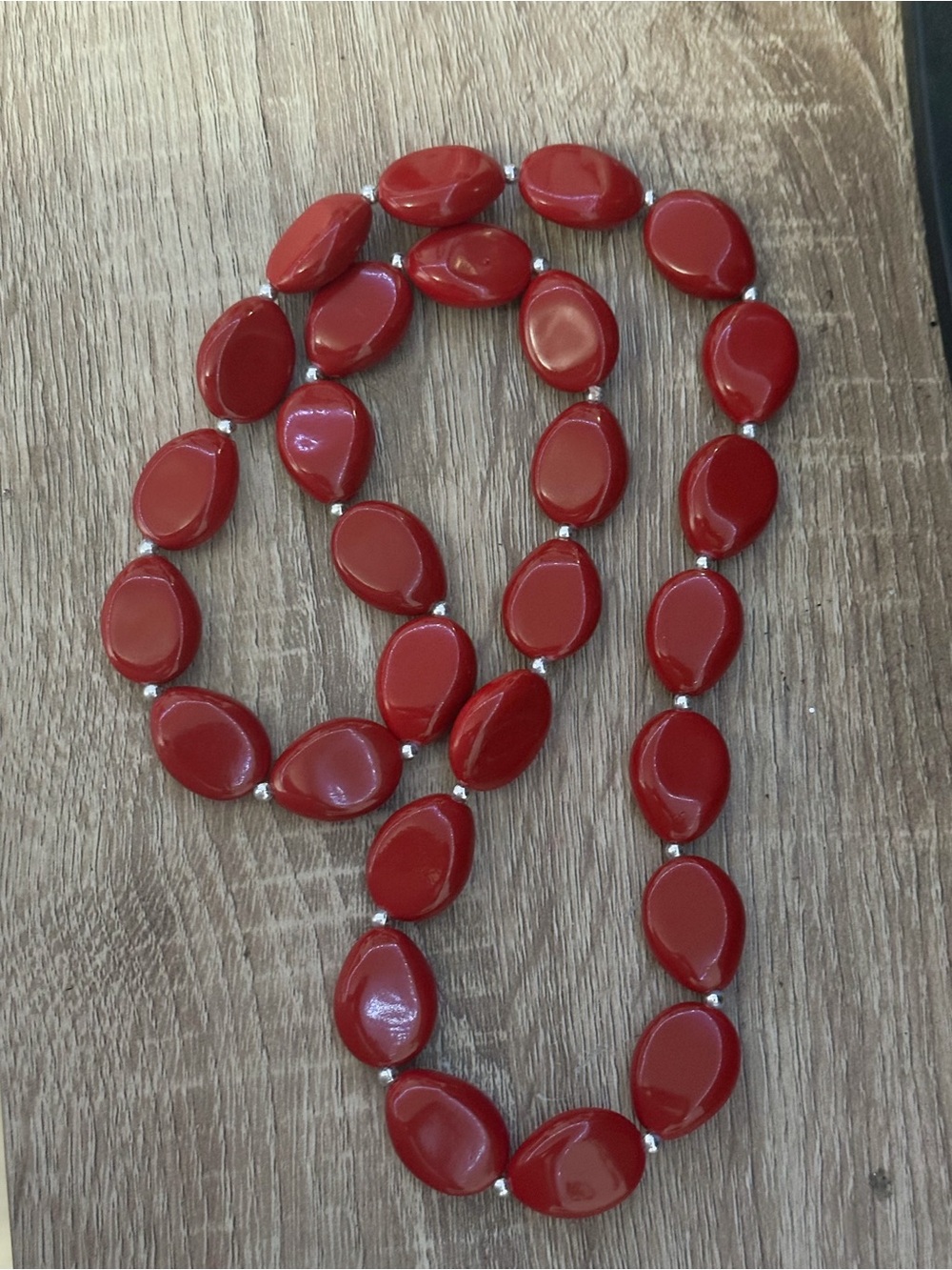 red vintage beaded necklace